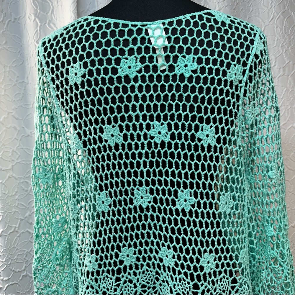 INDIA BOUTIQUE-Women's Aqua Crochet Swim Cover-Up (1Size) 💯Cotton❣️ - Picture 5 of 10